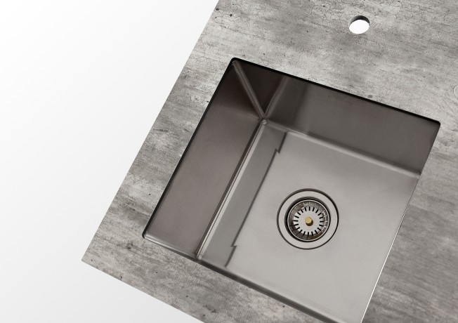 Cтол разделочный с мойкой Lounge B-09S, 60 см, черный/серый каспий