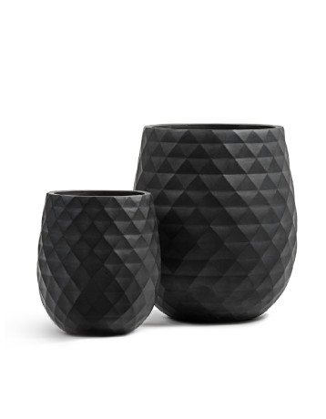 Кашпо TREEZ ERGO Diamond Округлая чаша Антрацит д-44, в-50 см