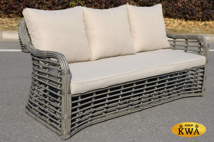 "Ницца" диван из искусственного ротанга трехместный, цвет серый