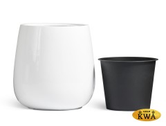 Кашпо TREEZ Effectory Gloss Design-Чаша Белый глянцевый лак в-35 см, д-32 см