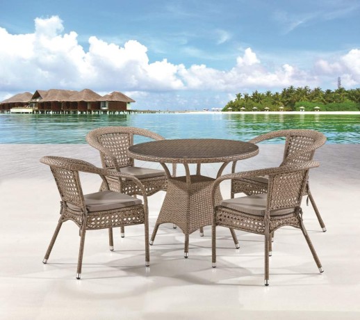 Комплект плетеной мебели Лион-1B T220CT/Y32-W56 Light brown (4+1)