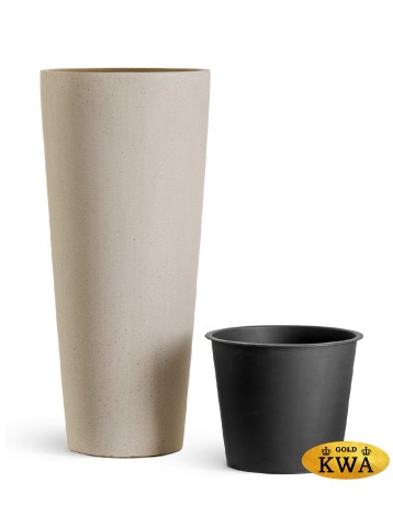Кашпо TREEZ Effectory Beton Высокий конус Белый песок в-61 см, д-30 см
