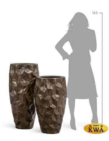 Кашпо TREEZ Effectory Metal Высокий округлый конус Design Crumple Чернёная бронза д-42, в-75 см 1/1