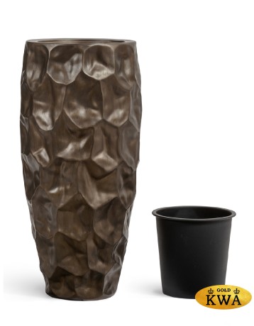 Кашпо TREEZ Effectory Metal Высокий округлый конус Design Crumple Чернёная бронза д-42, в-75 см 1/1