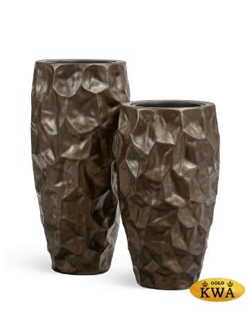 Кашпо TREEZ Effectory Metal Высокий округлый конус Design Crumple Чернёная бронза д-42, в-75 см 1/1