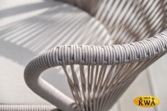 &quot;Милан&quot; стул плетеный из роупа, каркас алюминий белый шагрень, роуп бежевый круглый, ткань бежевая