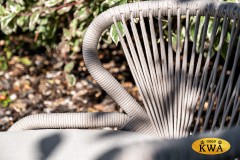 &quot;Милан&quot; стул плетеный из роупа, каркас алюминий белый шагрень, роуп бежевый круглый, ткань бежевая