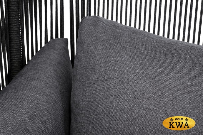 "Мадрид" кресло плетеное из роупа, каркас алюминий темно-серый (RAL7024) шагрень, роуп темно-серый круглый, ткань темно-серая