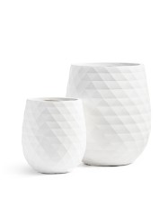 Кашпо TREEZ ERGO Diamond Округлая чаша Белый камень д-44, в-50 см