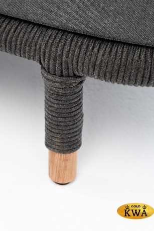 "Верона" диван 3-местный плетеный из роупа, каркас алюминий темно-серый (RAL7024) муар, роуп темно-серый круглый, ткань темно-серая 027