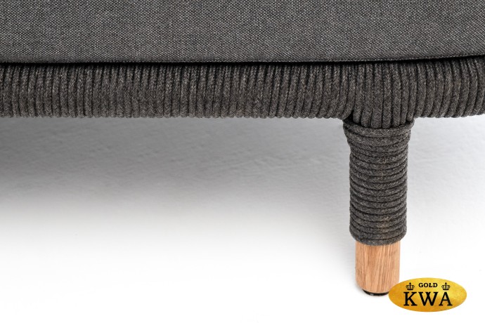 "Верона" диван 3-местный плетеный из роупа, каркас алюминий темно-серый (RAL7024) муар, роуп темно-серый круглый, ткань темно-серая 027