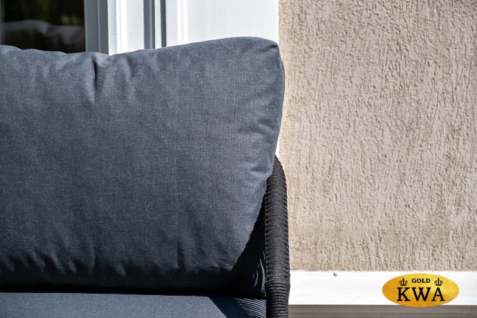 "Лугано" лаунж-зона 5-местная плетеная из роупа (веревки), каркас алюминиевый темно-серый, роуп темно-серый