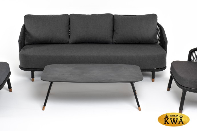 "Лугано" лаунж-зона 5-местная плетеная из роупа (веревки), каркас алюминиевый темно-серый, роуп темно-серый