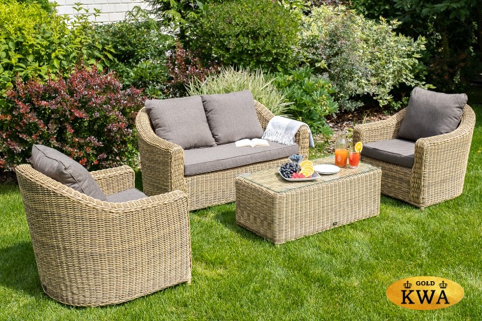 "Кон Панна" диван из искусственного ротанга двухместный, цвет соломенный