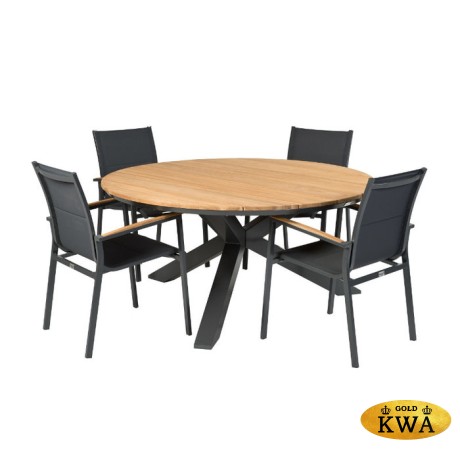 Timra T-P Комплект обеденной мебели антрацит/натуральный, алюминий/тик