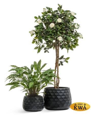 Кашпо TREEZ ERGO Diamond Низкая чаша Антрацит д-52, в-37 см