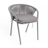 "Женева" стул плетеный из роупа, каркас алюминий темно-серый (RAL7024) шагрень, роуп серый 15мм, ткань серая