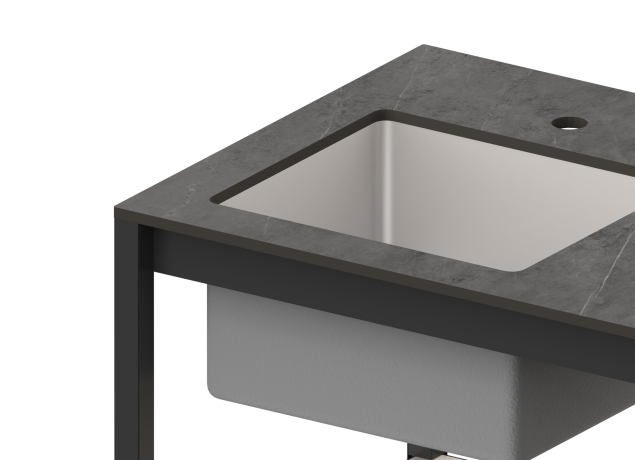 Cтол разделочный с мойкой Lounge B-09S, 60 см, дуб сонома/черный мрамор