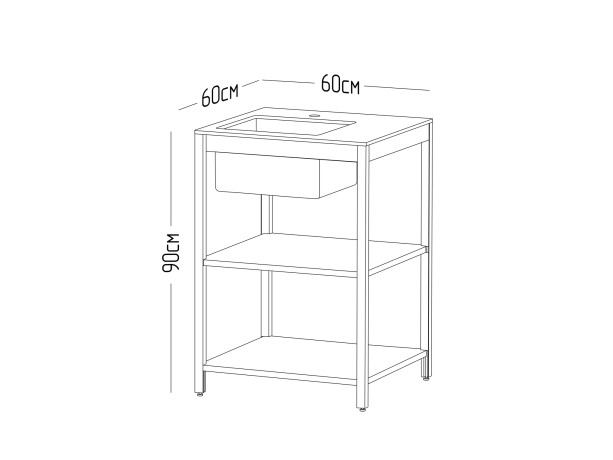 Cтол разделочный с мойкой Lounge B-09S, 60 см, дуб сонома/черный мрамор
