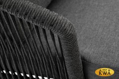 &quot;Верона&quot; кресло плетеное из роупа, каркас алюминий темно-серый (RAL7024) шагрень, роуп темно-серый круглый, ткань темно-серая 027