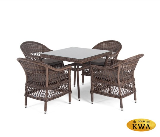 "Сицилия" обеденная группа плетеная, цвет коричневый