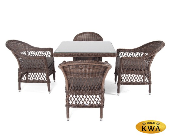 "Сицилия" обеденная группа плетеная, цвет коричневый