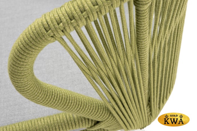 "Милан" стул плетеный из роупа, каркас алюминий светло-серый (RAL7035) шагрень, роуп салатовый меланж круглый, ткань светло-серая