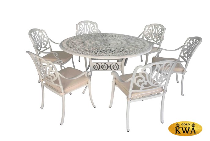 Белая обеденная группа Henry VI из литого алюминия