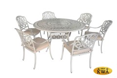 Белая обеденная группа Henry VI из литого алюминия