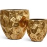 Кашпо TREEZ Effectory Metal Округлая чаша Design Crumple Сусальное золото в-39, д-39 см