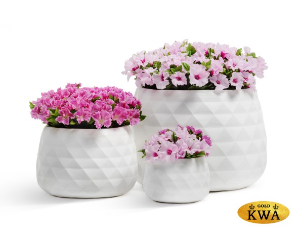 Кашпо TREEZ ERGO Diamond Низкая чаша Белый камень д-52, в-37 см