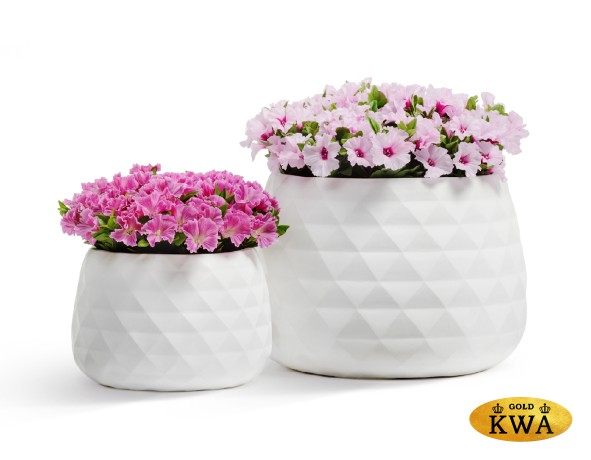 Кашпо TREEZ ERGO Diamond Низкая чаша Белый камень д-52, в-37 см