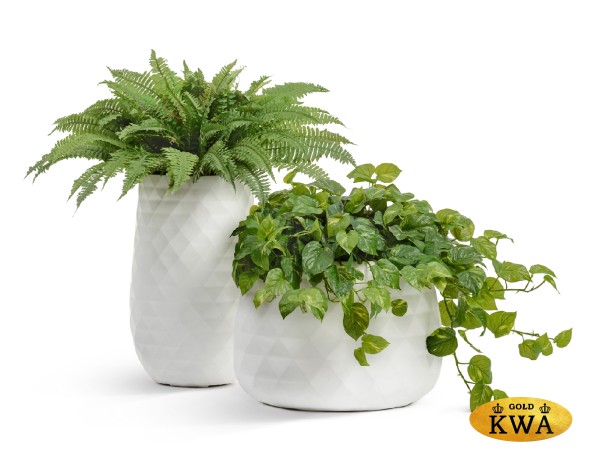 Кашпо TREEZ ERGO Diamond Низкая чаша Белый камень д-52, в-37 см