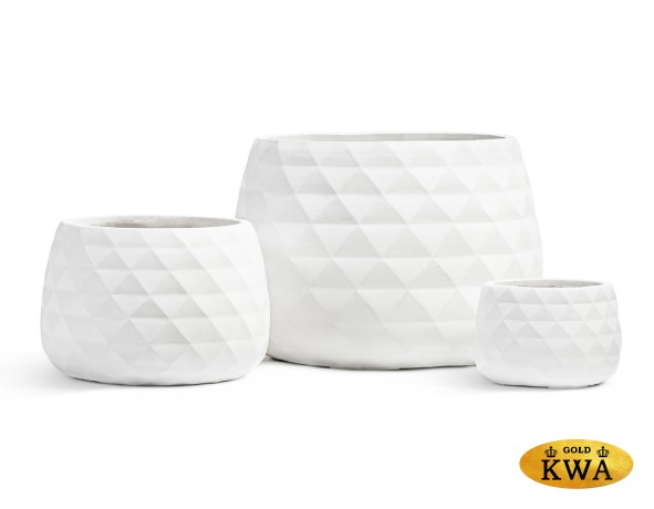 Кашпо TREEZ ERGO Diamond Низкая чаша Белый камень д-52, в-37 см