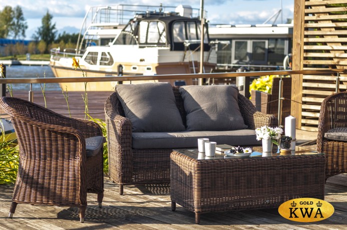 "Кон Панна" диван из искусственного ротанга двухместный, цвет коричневый