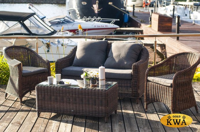 "Кон Панна" диван из искусственного ротанга двухместный, цвет коричневый