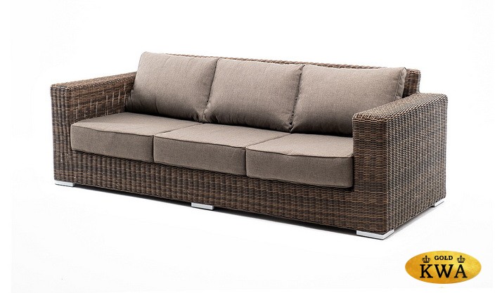 "Боно" диван из искусственного ротанга трехместный, цвет коричневый