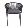 "Женева" стул плетеный из роупа, каркас алюминий темно-серый (RAL7024) шагрень, роуп темно-серый круглый, ткань темно-серая