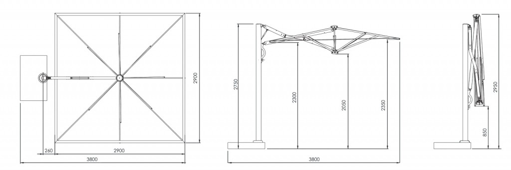 Зонт профессиональный 2.9х2.9 м
