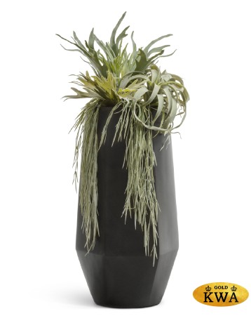 Кашпо TREEZ Effectory Crystal Высокий многогранник Антрацит в-97, д-41х36 1/1