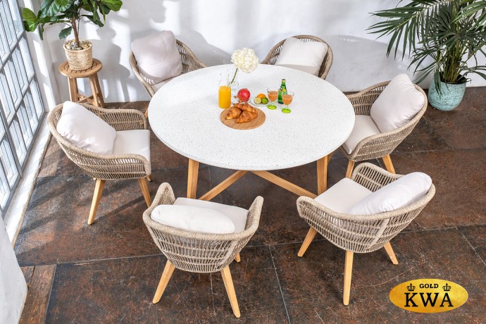Стол обеденный из тика TALARA круглый 150 см  Joygarden