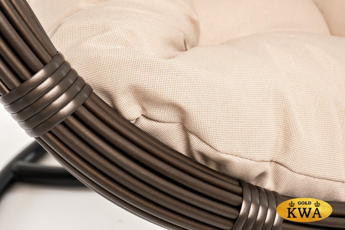 "Венеция" подвесное кресло-кокон из искусственного ротанга, цвет серый с бежевой подушкой