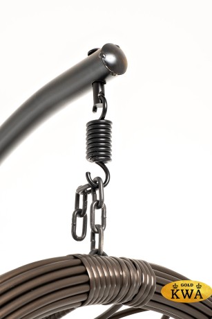 "Венеция" подвесное кресло-кокон из искусственного ротанга, цвет серый с бежевой подушкой