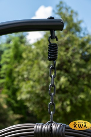 "Венеция" подвесное кресло-кокон из искусственного ротанга, цвет серый с бежевой подушкой