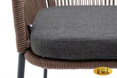 &quot;Лион&quot; стул плетеный из роупа, каркас из стали серый (RAL7022) шагрень, роуп коричневый круглый, ткань темно-серая