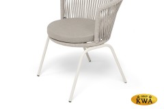 &quot;Люксембург&quot; стул плетеный из роупа, каркас из стали (RAL1013) муар, роуп бежевый круглый, ткань бежевая 15052