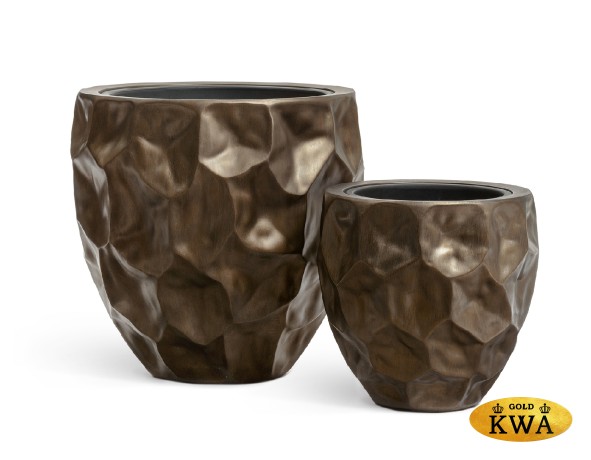 Кашпо TREEZ Effectory Metal Округлая чаша Design Crumple Чернёная бронза в-39, д-39 см