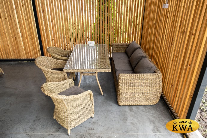 "Кальяри" диван из искусственного ротанга (гиацинт) трехместный, цвет соломенный