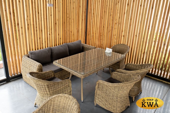 "Кальяри" диван из искусственного ротанга (гиацинт) трехместный, цвет соломенный