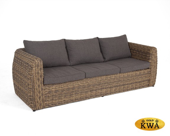 "Кальяри" диван из искусственного ротанга (гиацинт) трехместный, цвет соломенный